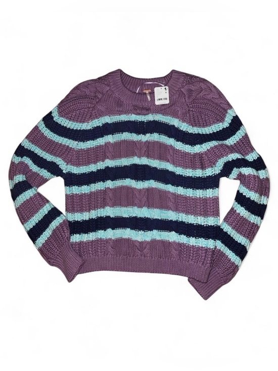Free People Sweaters - Purple Free People Striped Cable Knit Sweater - Small